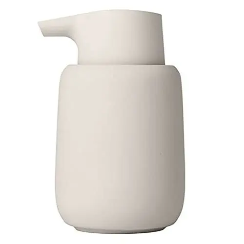 Produktbild: blomus Seifenspender -SONO- 250 ml aus Keramik | Handseifenspender in Beige | Ø8 x 14H cm |Farbe Moonbeam | Flüssigseifenspender mit Pumpkopf
