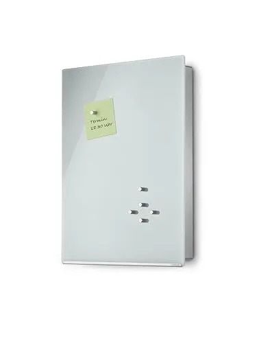 Produktbild: Blomus -VELIO- Schlüsselkasten / Glasmagnettafel in zeitlosem Weiß, hochwertige Verarbeitung, 14 Schlüsselhaken, magnetischer Verschluss, moderne Schlüsselbox (B / H / T: 30 x 40 x 5 cm, Weiß, 65366)