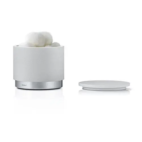 Produktbild: blomus -ARA- Aufbewahrungsdose aus Polystone / Edelstahl, Moon-Grey, trendige Schmuckablage, Baddose mit Deckel, universelle Dose, Badaccessoire (H / B / T: 8,5 x 10 x 10 cm, Moon-Grey, 68974)