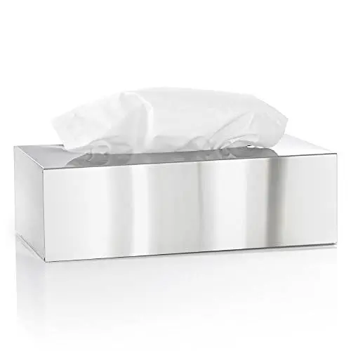 Produktbild: blomus -NEXIO- Kleenexbox aus poliertem Edelstahl, Kosmetiktuchbox für alle Papiertücher, Papiertuchspender Ein-Hand-Bedienung, exklusives Badaccessoire (H / B / T: 7,5 x 24 x 12 cm, Edelstahl, 66660)