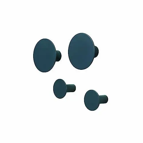 Produktbild: blomus -PONTO- Wandhaken 4er Set in moderner Trendfarbe Gunmetal, stilvolles Wohnaccessoire, Kleiderhaken, hochwertig, inkl Befestigungsmaterial (2 x Ø 8.5 cm, 2 x Ø 5 cm, H: 45 mm, Gunmetal, 65800)