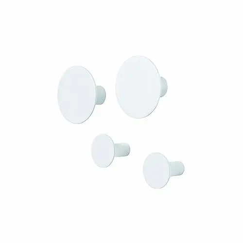 Produktbild: blomus -PONTO- Wandhaken 4er Set in zeitlosem Weiß, stilvolles Wohnaccessoire, Kleiderhaken, hochwertig, inkl Befestigungsmaterial, modernes Design (2 x Ø 8.5 cm, 2 x Ø 5 cm, H: 45 mm, Weiß, 65798)