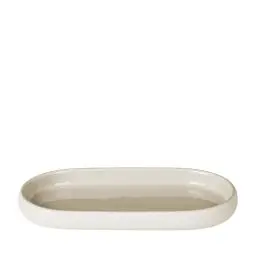 Produktbild: blomus -SONO- Tablett aus Keramik, Moonbeam, Badezimmertablett in exklusiver Optik, Organizer, Deko, Schmuckaufbewahrung, Ablageschale Kosmetik (H / B / T: 2,5 x 10 x 19 cm, Moonbeam, 69060)