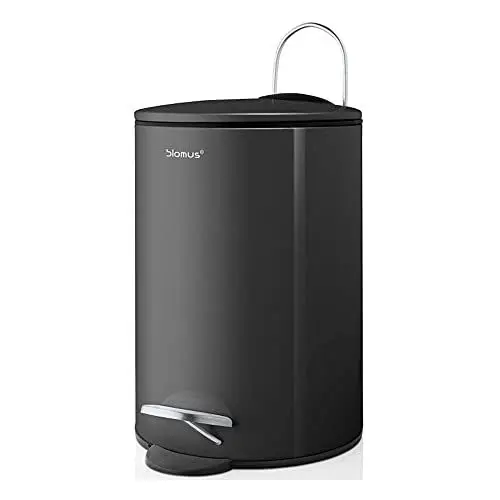 Produktbild: blomus -TUBO- Treteimer aus pulverbeschichtetem Stahl, Anthrazit, 3L Fassungsvermögen, Smart-Close-System, entnehmbarer Eimer, exklusives Badaccessoire (H / B / T: 24,5 x 17 x 17 cm, Anthrazit, 68888)