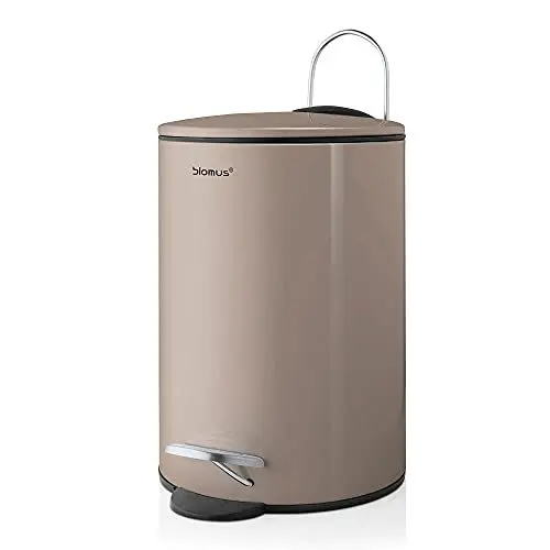 Produktbild: blomus -TUBO- Treteimer aus pulverbeschichtetem Stahl, Taupe, 3L Fassungsvermögen, Smart-Close-System, entnehmbarer Eimer, exklusives Badaccessoire (H / B / T: 24,5 x 17 x 17 cm, Taupe, 68890)