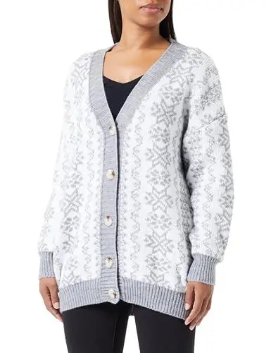 Produktbild: blonda Women's Oversize Cardigan, Grau Weiss, M-L