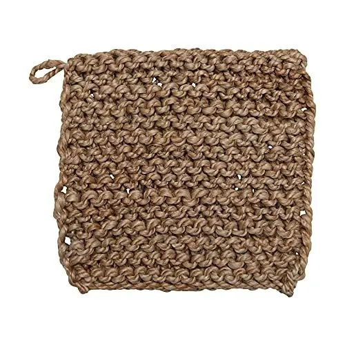 Produktbild: Bloomingville Quadratischer Topflappen aus natürlicher Jute, gehäkelt, 20,3 cm, quadratisch