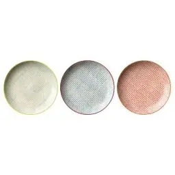 Produktbild: Bloomingville Teller Carla, rot blau grün, Keramik, 3er Set, 25 cm