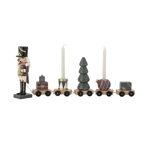 Produktbild: Bloomingville Vadim Weihnachtszug, Nussknacker-Dekoration, 45 cm, FSC-Holz, Rot-Grün