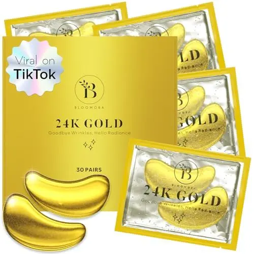 Produktbild: BLOOMORA 24 K Gold Augenpads (30 Paare) | Eye Pads mit Niacinamid & Augenpads Hyaluron | Augenpads Gegen Augenringe | Augenringe Entfernen | Eye Patches