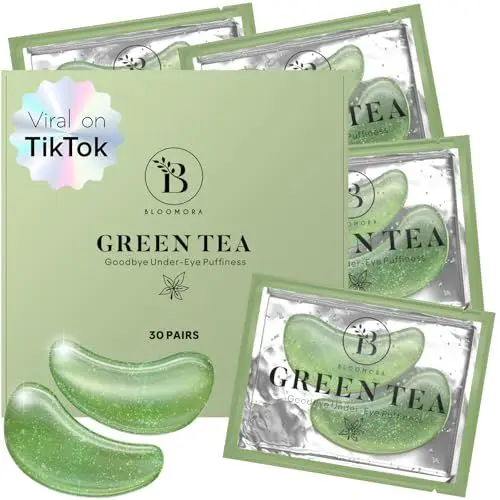 Produktbild: BLOOMORA Grüner Tee Augenpads (30 Paare) | Eye Pads mit Niacinamid & Augenpads Hyaluron | Augenpads Gegen Augenringe | Augenringe Entfernen | Eye Patches