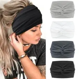 Produktbild: Blooms Haarband Stirnband Damen, Breit Haarbänder Antirutsch Headband Elastisch Head Band Soft Hairband Sport Yoga Gym Haarschmuck 4 Pcs