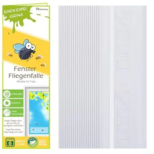 Produktbild: Blooven Fenster Fliegenfalle 20 Stück, Giftfreie Fliegen Fallen für die Fliegen, Fruchtfliegen, Stubenfliegen, Transparent Fly Trap (20 Stück)