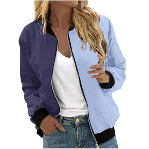Produktbild: Blouson Damen Jacken Übergangsjacke Damen Motorrad Jeans Damen Lederjacke Damen Steppjacke Damen Damen Jeansjacke Jacke Jacket Womens Jacket Trenchcoat Damen Kurz Regenponcho Blau L