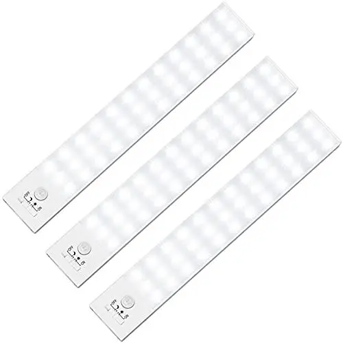 Produktbild: BLS LED-Schrankleuchte, 36-LED-Bewegungsmelder, Unterschrank-Lichter, große 1500 mAh LED, wiederaufladbar, batteriebetriebene Lichter, Kleiderschrankleuchte, kabellose Schrankleuchte, 2 Sensormodi
