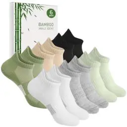 Produktbild: Blu Ninfee Bambus Sneaker Socken Damen 35-38, Sneakersocken Atmungsaktive Sportsocken, Laufsocken, Geschenke für Frauen, Kurze Damensocken Sommer, 6Paar, Mehrfarbig
