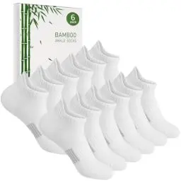 Produktbild: Blu Ninfee Bambus Sneaker Socken Damen 39-42, Sneakersocken Atmungsaktive Sportsocken, Laufsocken, Geschenke für Frauen, Kurze Damensocken Sommer, 6Paar, Weiß