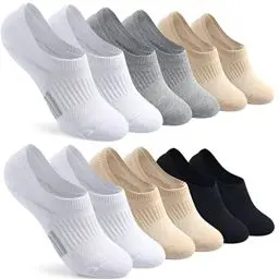Produktbild: Blu Ninfee Sneaker Socken Damen 39-42 35-38, Gepolsterte Füsslinge Füßlinge Sneakersocken Herren 6 Paar, Atmungsaktive Sportsocken Laufsocken Rutschfest mit Silikonpad
