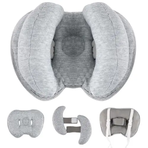 Produktbild: Blublu Park Verbessertes 2-in-1-Baby-Reisekissen, verstellbare Bananenform, Nacken- und Kopfstützkissen, Kinderwagen-Einsatzkissen für Kinder, Kleinkinder, Rosa