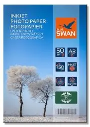 Produktbild: BLUE SWAN Fotopapier A3, 150 g/m², 50 Blatt – Hochglänzend, spritzwasserabweisend, einseitig beschichtet, schnelle Trocknung, brillante Farben, für Tintenstrahldrucker Canon HP Epson Brother