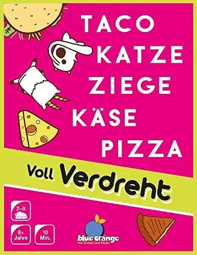Produktbild: Blue Orange, Taco Katze Ziege Käse Pizza: Voll Verdreht, Partyspiel, Kartenspiel, 2-8 Spieler, Ab 8+ Jahren, 10 Minuten, Deutsch