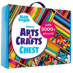 Produktbild: Blue Squid Bastelset für Kinder - 3000Pcs Bastelbox bastelkoffer- Basteln für alter ab 4,5,6,7,8,9,10,11,12 Jahre - Deluxe Bastelsachen, kinder bastelset, bastelpapier set, bastelkoffer bastelmaterial