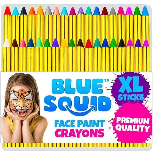 Produktbild: Blue Squid Kinderschminke Set, 36 Farben Gesichtsfarbe Schminkstifte, Kinder Schminkset Ideal für Partys Mädchen, Gesichtsfarben, Halloween, Fasching, Karnavel Professionelle Schminke