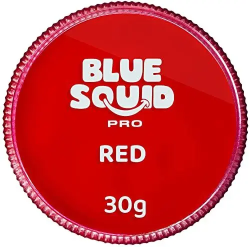 Produktbild: Blue Squid PRO Schminke Face Paint und Bodypaint - Klassische Rot 30g, Hochwertige, professionelle, wasserbasierte Einzelbehälter, Face und Bodypaint Farbe für Erwachsene, Kinder, Fasching und SFX