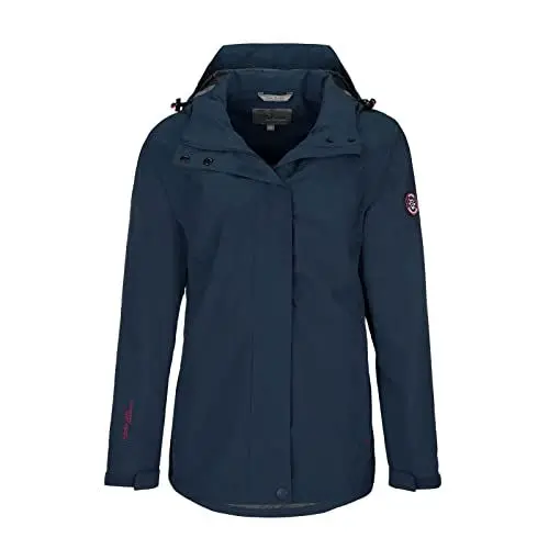 Produktbild: Blue Wave Damen Funktionsjacke Britta - Regenjacke Funktionsmantel mit Mesh-Futter und abnehmbarer Kapuze in Marine Größe 50