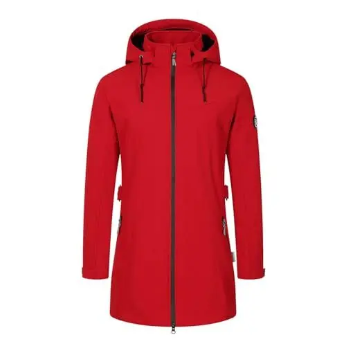Produktbild: Blue Wave Damen Softshellmantel Martje mit Fleecefutter - Softshelljacke mit abnehmbarer Kapuze in Rot Größe 48