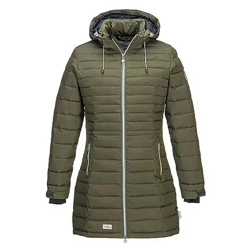 Produktbild: Blue Wave Damen Steppmantel Ilona - Steppjacke Mantel gesteppt in Oliv Größe 40