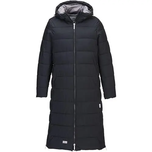 Produktbild: Blue Wave Damen Steppmantel Kaike mit verstellbarer Kapuze - Lange Steppjacke mit Innenfutter in Schwarz Größe 50