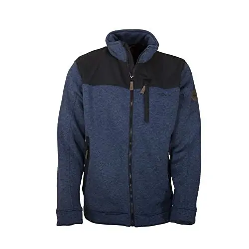 Produktbild: Blue Wave Herren Fleecejacke Fabrizio - Strickjacke Fleece Jacke mit Softshell-Besatz in Marine Größe L