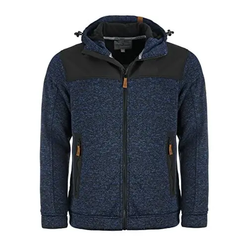 Produktbild: Blue Wave Herren Strickfleecejacke Fabio - Fleecejacke Strickjacke Jacke mit Softshell-Besatz in Marine Größe 4XL