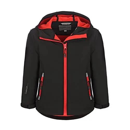 Produktbild: Blue Wave Kinder Softshelljacke Bendix - Winddichte und Atmungsaktive Kinder-Jacke in Schwarz-Orange Größe 128