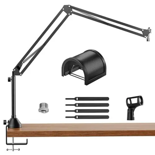 Produktbild: Blue Yeti Mikrofonarm Boom Arm Mikrofon Ständer mit Hohe Steigleitung, TONOR einstellbarer Mikro Mic Microphone Stand mit Extragroßer Popschutz 3/8