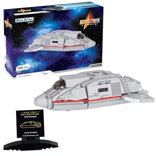 Produktbild: BlueBrixx Star Trek NX-01 Shuttlepod – Captain Archer – Midsize – Detailreich ausgestattet – 748 Klemmbausteine – 100% kompatibel – OFFIZIELLE LIZENZ, 105699