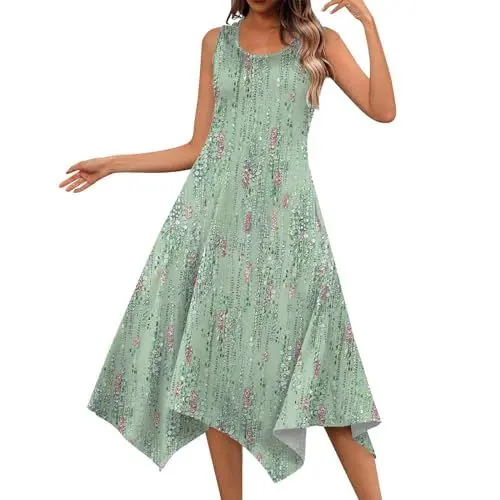 Produktbild: Bluecoolly Kleider Damen Dresses for Women Kleid Festlich Damen Skaterkleid Kurzes Tank Kleider Abendkleid Damen Elegant Damen Sommerkleid Ballkleider Damen Lang Sommerkleider Damen（2-Mint Green,XL）