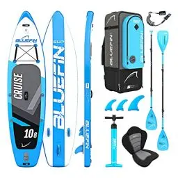 Produktbild: Bluefin Cruise SUP Board Set | Aufblasbares Stand Up Paddle Board | 6 Zoll Dick | Fiberglas Paddel | Kajak Sitz | Komplettes Zubehör | 5-Jahres-Garantie | 10’8, 12’, 15’