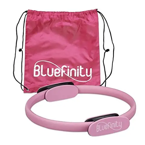 Produktbild: Bluefinity Pilates Ring mit Übungen, Doppelgriff, gepolstert, Widerstandsring Yoga, Fiberglas, Fitness Ring Ø 37cm, pink