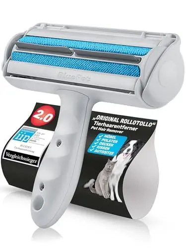 Produktbild: BluePet Original Tierhaarentferner als Wiederverwendbare Fusselrolle um Tierhaare, Katzenhaare, Hundehaare entfernen I Abwaschbar, Wiederverwendbar, Lint Remover