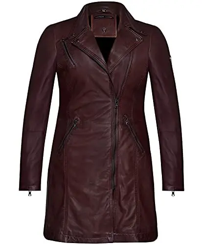 Produktbild: Bluepiel Damen Ledermantel Vera - Echtleder Kurzmantel Übergans Ledermantel aus feinstem Lammnappa Leder mit Reverskragen (DE/NL/SE/PL, Alphanumerisch, L, Regular, Regular, Braun)