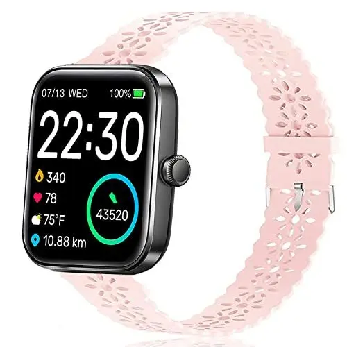 Produktbild: Blueshaweu Armband Kompatibel Für ID207 1.69'' Smartwatch, Damen Mode Sport Silikon Ersatz Uhrenarmband Rosa