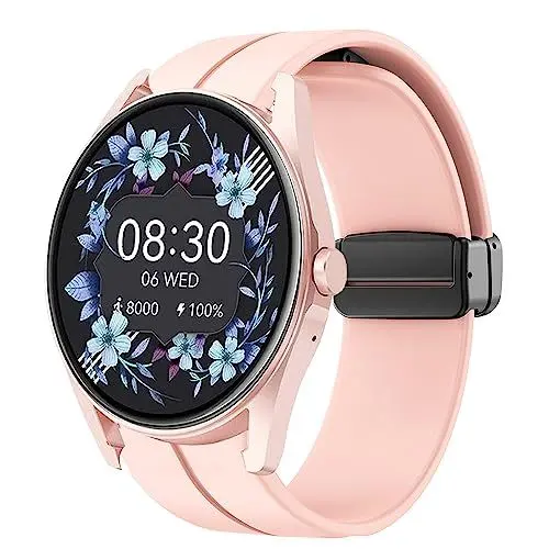 Produktbild: Blueshaweu Armband Kompatibel mit HUAKUA Smartwatch H2, Weiches Silikon Dual Magnetisch Einstellbar Armbänder Kompatibel mit HUAKUA H2 Smartwatch (Rosa)