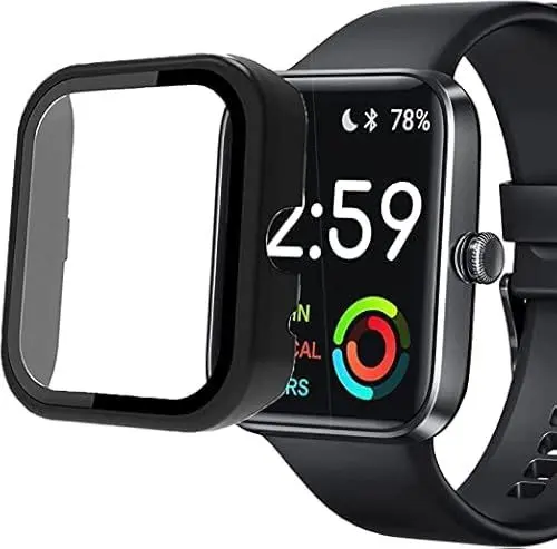 Produktbild: Blueshaweu Schutzhülle für ID207 Smartwatch, Hard PC hülle mit Glas Displayschutz kompatibel mit RIVERSONG Motive 3S/ Fitpolo id207pro /Gydom ID207 /aeac ID207 Smartwatch (schwarz)