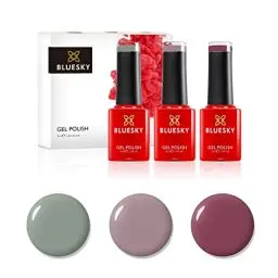 Produktbild: BLUESKY Gel Polish Set, Gel Nagellack Set, Gel-Nagellack für glänzende und schöne Nägel | langer Halt von bis zu 3 Wochen, 3 x 5ml (BLUESKY Set 3 x 5ml - KHAKI/ROSE)