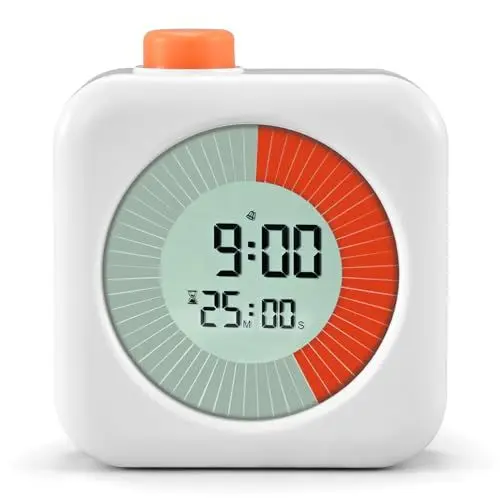 Produktbild: BlueSwan Visueller Timer Digital, 3 in 1 mit Timer, Eieruhr Kinder, Uhr und Alarmfunktion, 60-Minuten Countdown-Timer, Kinder Zeitmanagement Tools, für Zuhause, Küche, Schule, ADHD, Weiß