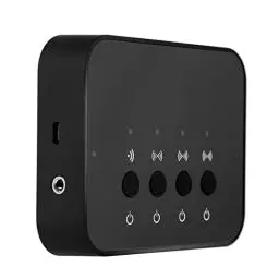 Produktbild: Bluetooth 4.0 Transmitter Sender Low Latency kabelloser Audio Adapter Bluetooth Splitter, Bluetooth Streaminggerät, Schwarz, 3,5 mm, Kabelgebunden, Kabellos, Stereo, Audioadapter, 3 Ausgänge