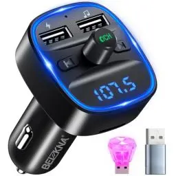 Produktbild: Bluetooth 5.3 FM Transmitter, KFZ Bluetooth Adapter Auto Radio, 2 USB Autoladegerät LED Display Auto Ladegerät Musik-Player Zigarettenanzünder mit Freisprechen, unterstützen BT, SD-Karte, USB-Disk