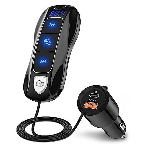 Produktbild: Bluetooth 5.3 FM Transmitter, SONRU Bluetooth Auto Radio Adapter, 48W PD&QC3.0 Schnelles Autoladegerät Zigarettenanzünder mit Freisprecheinrichtung, Sprachunterstützung, TF Karte Play